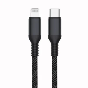 سلك كيبل شاحن تايب سي الى لايتنق 2 متر اسود قماش