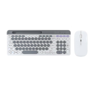 كيبورد لاسلكي مع ماوس ازارير دائرية ابيض