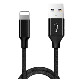 سلك كيبل شاحن يو اس بي الى لايتنق 3 متر اسود قماش